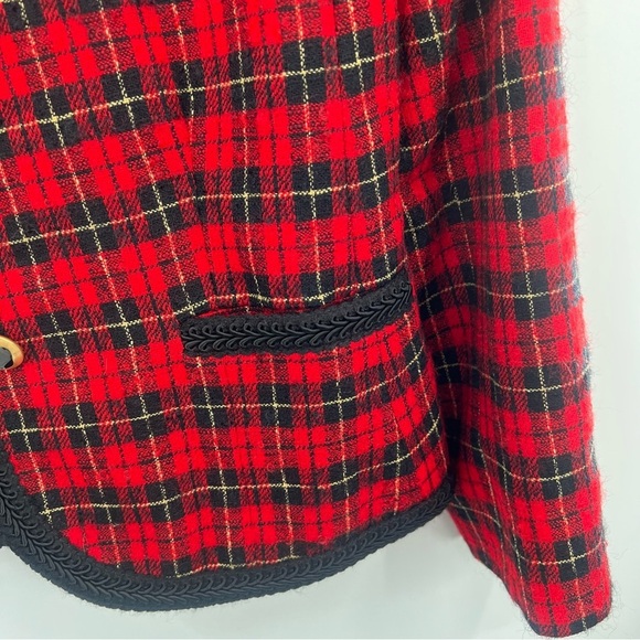 Vintage Pendleton Petite 100% Virgin Wool Tartan Plaid Red Blazer Jacket 10 y2k - Picture 8 of 11